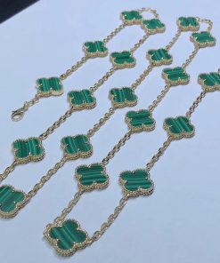 Van Cleef & Arpels Magic Alhambra Necklace Custom Gemstone 18K Gold 20 Motifs (2)