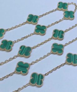 Van Cleef & Arpels Magic Alhambra Necklace Custom Gemstone 18K Gold 20 Motifs (2)