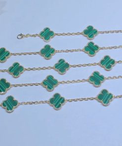 Van Cleef & Arpels Magic Alhambra Necklace Custom Gemstone 18K Gold 20 Motifs (2)