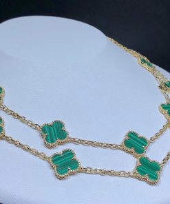 Van Cleef & Arpels Magic Alhambra Necklace Custom Gemstone 18K Gold 20 Motifs (2)