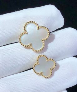 Van Cleef & Arpels Magic Alhambra Womens Rings Custom Mother Of Pearl 18K Gold (2)