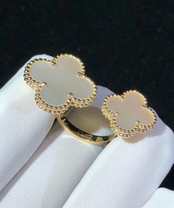 Van Cleef & Arpels Magic Alhambra Womens Rings Custom Mother Of Pearl 18K Gold (2)