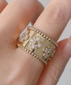 Van Cleef & Arpels Perlee Clover Rings Diamond 18K Gold Custom (2)