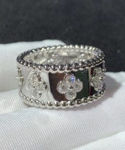 Van Cleef & Arpels Perlee Clovers Rings Custom Natural Diamond 18K White Gold (2)