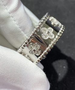 Van Cleef & Arpels Perlee Clovers Rings Custom Natural Diamond 18K White Gold (2)