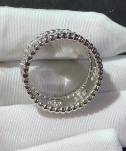 Van Cleef & Arpels Perlee Clovers Rings Custom Natural Diamond 18K White Gold (2)