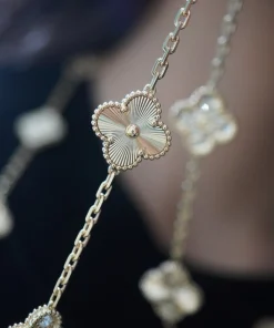 Van Cleef & Arpels Vintage Alhambra 20P Necklace Custom Diamond Gold (2)