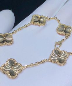 Van Cleef & Arpels Vintage Alhambra Bracelet 5 Motifs Custom 18K Gold (2)