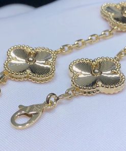 Van Cleef & Arpels Vintage Alhambra Bracelet 5 Motifs Custom 18K Gold (2)