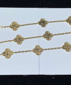Van Cleef & Arpels Vintage Alhambra Necklace 10 Motifs Custom 18K Gold Womens (2)