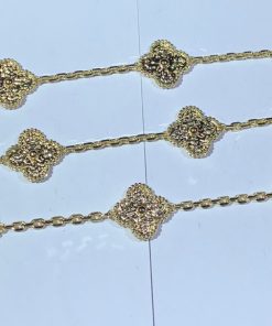 Van Cleef & Arpels Vintage Alhambra Necklace 10 Motifs Custom 18K Gold Womens (2)