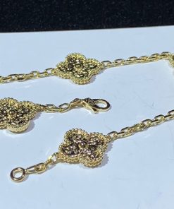 Van Cleef & Arpels Vintage Alhambra Necklace 10 Motifs Custom 18K Gold Womens (2)