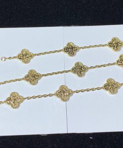 Van Cleef & Arpels Vintage Alhambra Necklace 10 Motifs Custom 18K Gold Womens (2)