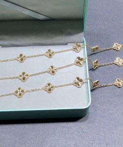 Van Cleef & Arpels Vintage Alhambra Necklace 10 Motifs Custom 18K Gold Womens (7)