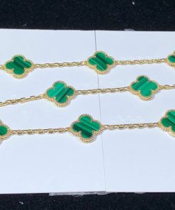 Van Cleef & Arpels Vintage Alhambra Necklace Customs Gemstone 18K Gold 10 Motifs (2)