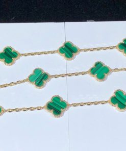 Van Cleef & Arpels Vintage Alhambra Necklace Customs Gemstone 18K Gold 10 Motifs (2)