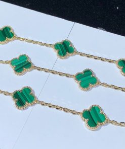 Van Cleef & Arpels Vintage Alhambra Necklace Customs Gemstone 18K Gold 10 Motifs (2)