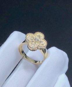 Van Cleef & Arpels Vintage Alhambra Ring Remake Natural Diamond 18K Gold (2)