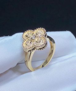 Van Cleef & Arpels Vintage Alhambra Ring Remake Natural Diamond 18K Gold (2)