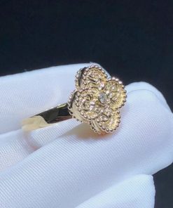 Van Cleef & Arpels Vintage Alhambra Ring Remake Natural Diamond 18K Gold (2)