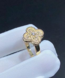 Van Cleef & Arpels Vintage Alhambra Ring Remake Natural Diamond 18K Gold (2)