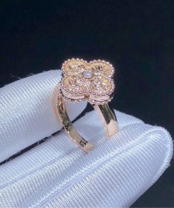 Van Cleef & Arpels Vintage Alhambra Ring Remake Natural Diamond 18K Rose Gold (2)