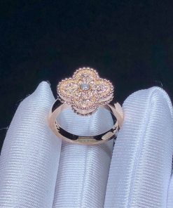 Van Cleef & Arpels Vintage Alhambra Ring Remake Natural Diamond 18K Rose Gold (2)