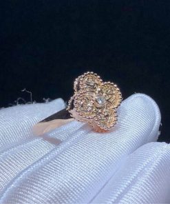 Van Cleef & Arpels Vintage Alhambra Ring Remake Natural Diamond 18K Rose Gold (2)