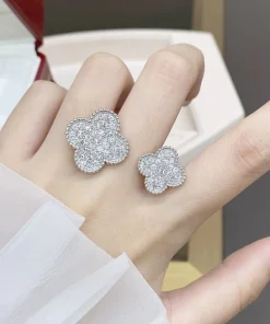 Van Cleef & Arpels Vintage Alhambra Rings 18K White Gold Diamond Custom (2)