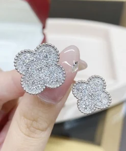 Van Cleef & Arpels Vintage Alhambra Rings 18K White Gold Diamond Custom (2)