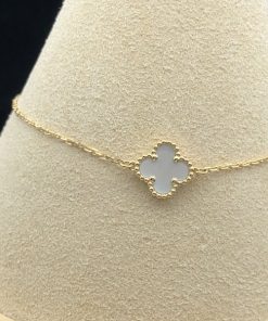 Van Cleef & Arpels Vintage Alhambra Womens Bracelet 18K Gold Mother Of Pearl Custom (2)