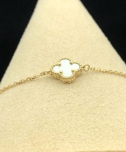 Van Cleef & Arpels Vintage Alhambra Womens Bracelet 18K Gold Mother Of Pearl Custom (2)