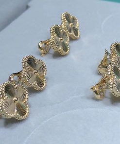Van Cleef & Arpels Vintage Alhambra Womens Earring Remake 18K Gold (2)