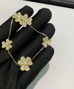 Van Cleef & Arpels Womens Bracelet Custom Diamond 18K Gold (2)