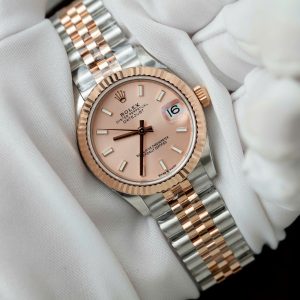 Rolex DateJust Demi Rose Gold Replica Watch Pink Dial THB Factory 31mm (1)