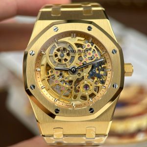 Audemars Piguet Royal Oak Jumbo Extra-thin Openworked 16204 Yellow Gold Replica Watches APS Factory 41mm (1)