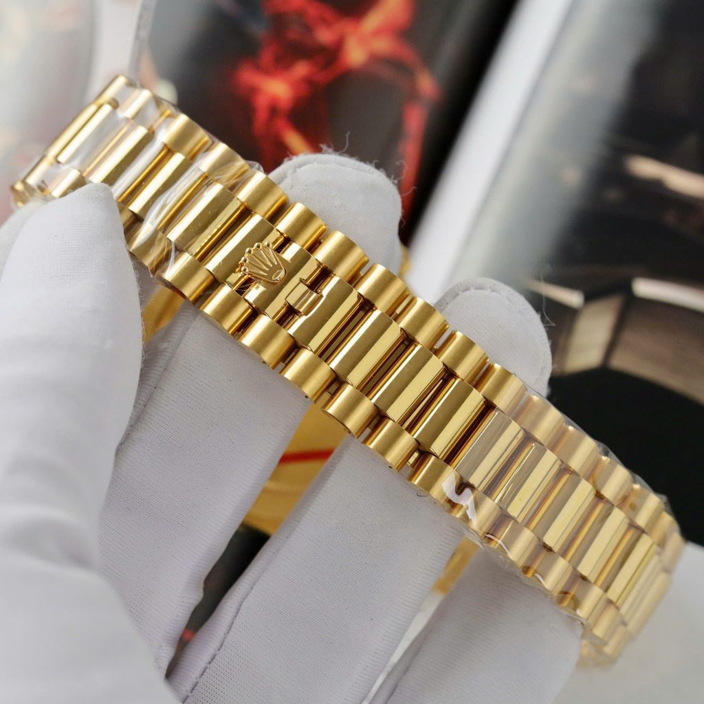Rolex Day-Date Replica Watch Gold Wrapped Ruby + Moissanite Diamonds Custom GMF 40mm (2)