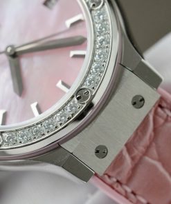 Hublot Classic Fusion Replica 11 Watch Dial Mother Of Pearl Pink + Moissanite Diamonds Hong Kong 33mm (2)