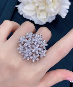 Women's Earrings Designed Flowers Custom 18K White Gold Diamond (2)