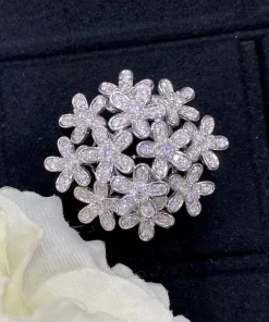 Women's Earrings Designed Flowers Custom 18K White Gold Diamond (2)