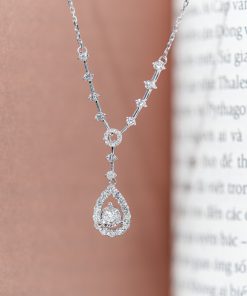 Women's Necklace Teardrop-Shaped Custom Natural Diamond White Gold 18k (2)