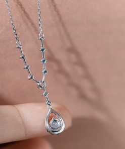 Women's Necklace Teardrop-Shaped Custom Natural Diamond White Gold 18k (2)