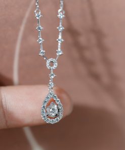 Women's Necklace Teardrop-Shaped Custom Natural Diamond White Gold 18k (2)