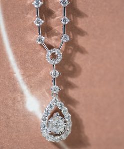 Women's Necklace Teardrop-Shaped Custom Natural Diamond White Gold 18k (2)