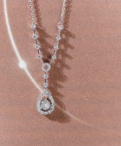 Women's Necklace Teardrop-Shaped Custom Natural Diamond White Gold 18k (2)