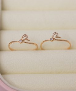Women's Ring With Bow Shape Design Crafted In 18k Rose Gold With Natural Diamonds (1)