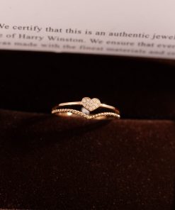 Women's Ring With Heart Pattern With Natural Diamond Crafted In 18k Rose Gold (2)