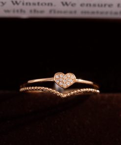 Women's Ring With Heart Pattern With Natural Diamond Crafted In 18k Rose Gold (2)