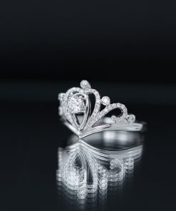 Women's Rings Crown Custom Natural Diamond White Gold 18k (2)