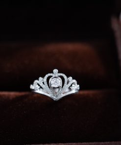 Women's Rings Crown Custom Natural Diamond White Gold 18k (2)